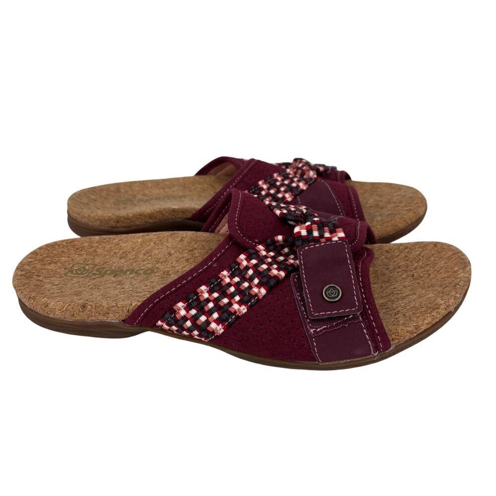Spenco Bonaire Slide Sandals Size 7.5 Port Red Comfort Arch Support Slip‎ On